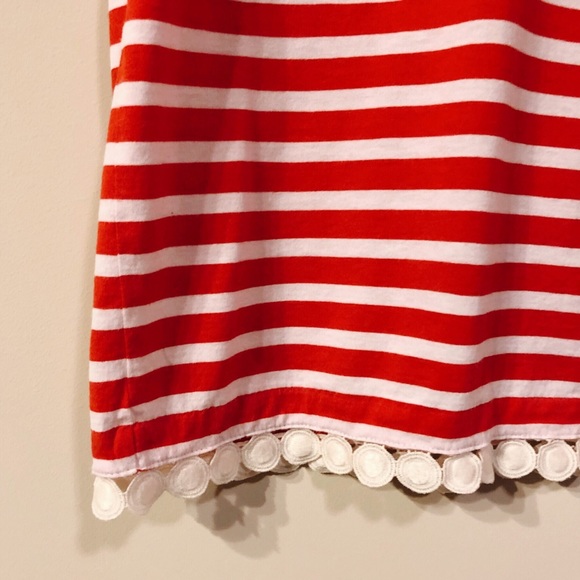 J. Crew Lace Embroidered Top In Red White Stripe - Picture 7 of 8